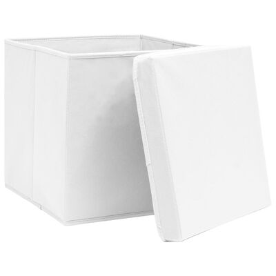 vidaXL Oppbevaringsbokser med deksler 4 stk 28x28x28 cm hvit