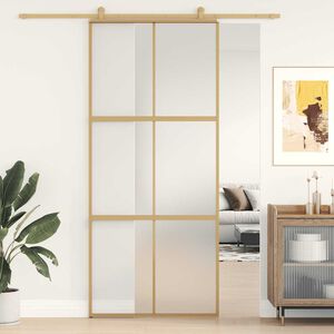 vidaXL Skyved&oslash;r gull 90x205 cm frostet ESG glass og aluminium