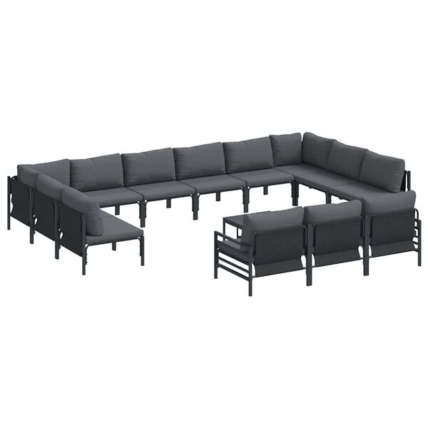 vidaXL Hagesofa Set 14 pcs Antrasitt Stål