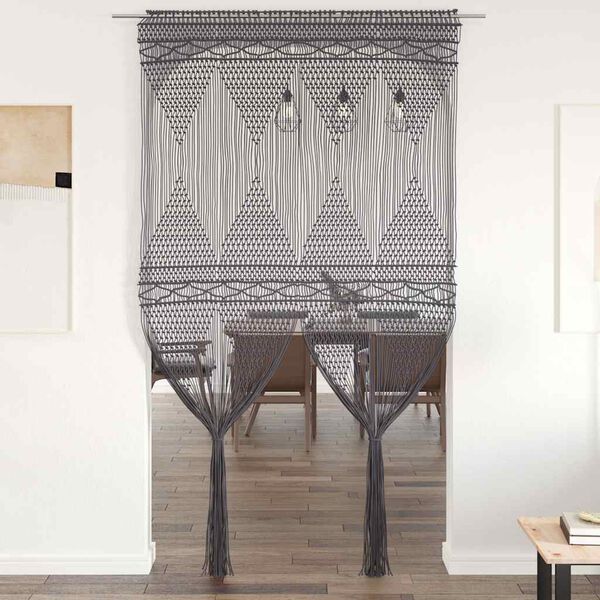 vidaXL Makramé gardin antrasitt 140x240 cm bomull