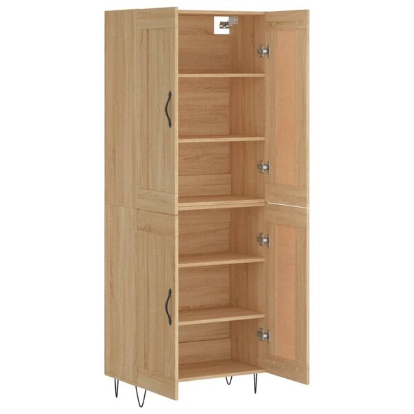 vidaXL Highboard sonoma eik 69,5x34x180 cm konstruert tre