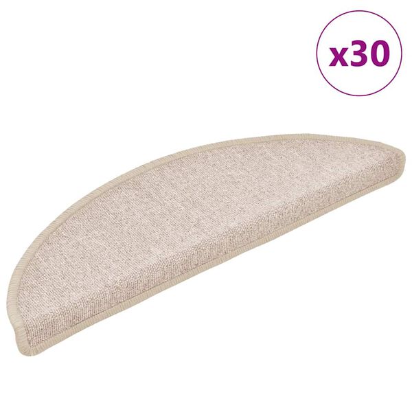 vidaXL Trappematter 30 stk 56x17x3 cm taupe halvrund