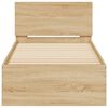 vidaXL Sengeramme med hodegavl og LED-lys sonoma eik 75x190 cm