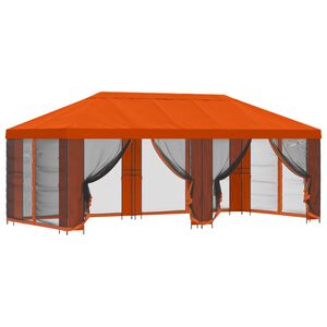 vidaXL Hagepaviljong med sidevegger 6 x 3 m Oransje Polyester og st&aring;l