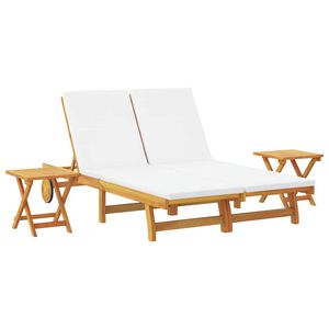 vidaXL Solstol med pute Cremehvite Solid akasietre