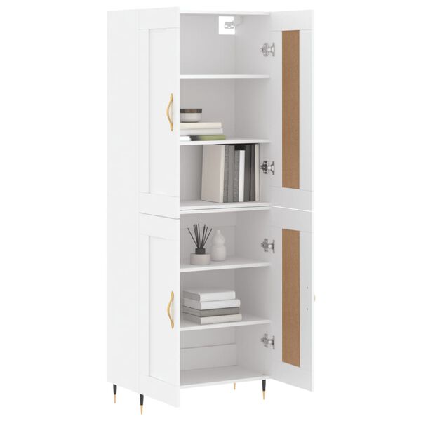 vidaXL Highboard hvit 69,5x34x180 cm konstruert tre