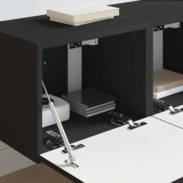 vidaXL TV Veggskap 2 pcs Svart 60 x 31 x 29.5 cm Konstruert tre