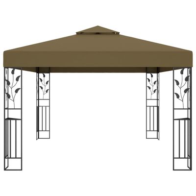 vidaXL Paviljong med dobbelt tak 3x4 m gråbrun 180 g/m²