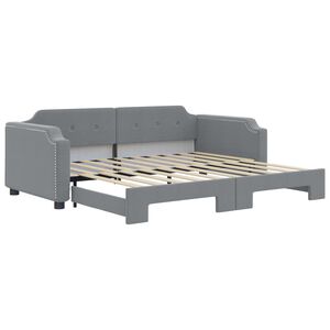 vidaXL Uttrekkbar dagseng lysegr&aring; 90x190 cm stoff