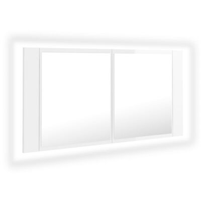vidaXL LED-speilskap til baderom høyglans hvit 90x12x45 cm