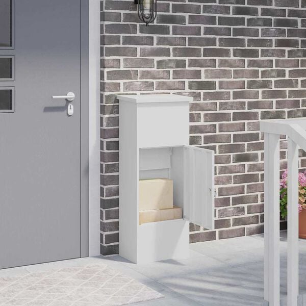 vidaXL Pakkeinnkast Hvit 44.5 x 29 x 110.5 cm St&aring;l