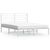 vidaXL Sengeramme i metall med hodegavl hvit 120x200 cm