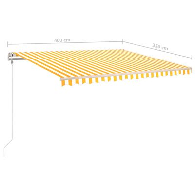 vidaXL Manuell uttrekkbar markise med LED 4x3,5 m gul og hvit