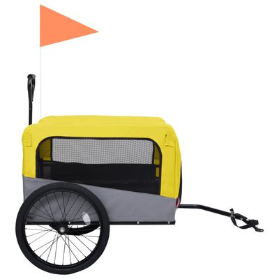 vidaXL 2-i-1 sykkeltilhenger og joggevogn for kjæledyr gul og grå