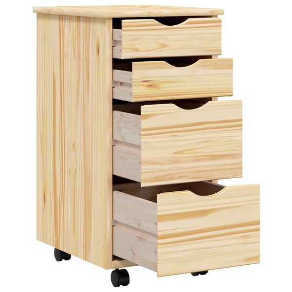 vidaXL Rullende skap med skrivebord MOSS Klar lakk 34 x 39 x 65,5 cm