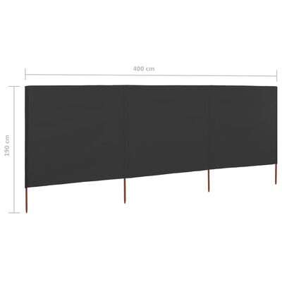vidaXL Vindskjerm 3 paneler stoff 400x160 cm antrasitt