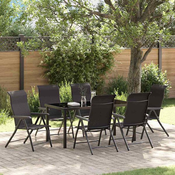 vidaXL Hage Spisegruppe 7 pcs Svart kaffe Poly rattan