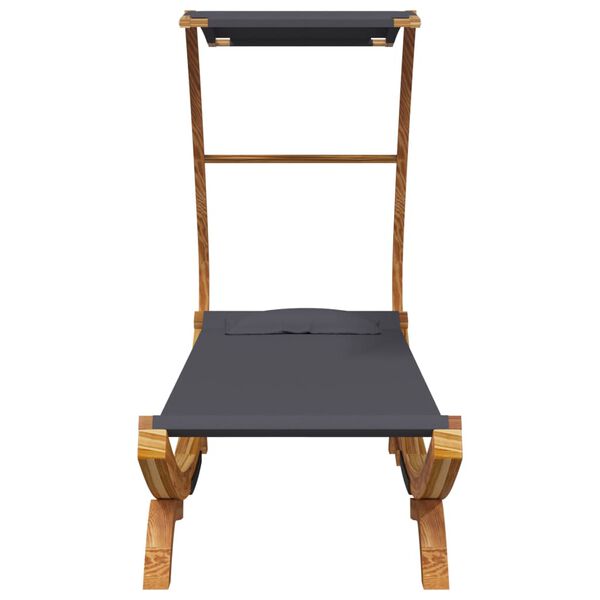 vidaXL Loungeseng med solskjerm 100x190x134 cm bøyd heltre antrasitt