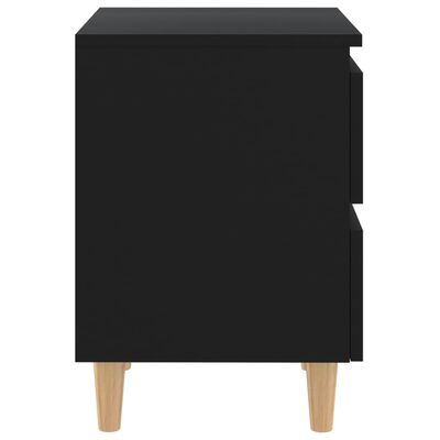 vidaXL Nattbord med heltre furuben 2 stk svart 40x35x50 cm