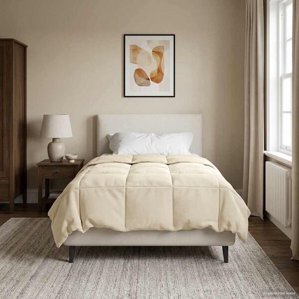 vidaXL Full &aring;r dyne Quilted Krem 155 x 200 cm Mikrofiber