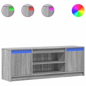 vidaXL TV-benk med LED gr&aring; sonoma 139,5x34x50 cm konstruert tre