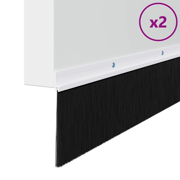 vidaXL Skru-på dørbørste tetninger 2 pcs Hvit 100 cm