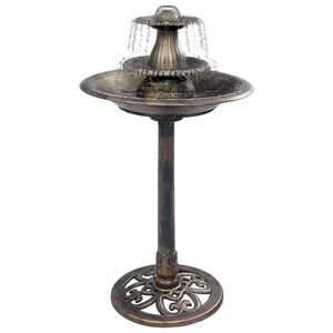 vidaXL Fuglebad med fontene bronse 50x91 cm plast