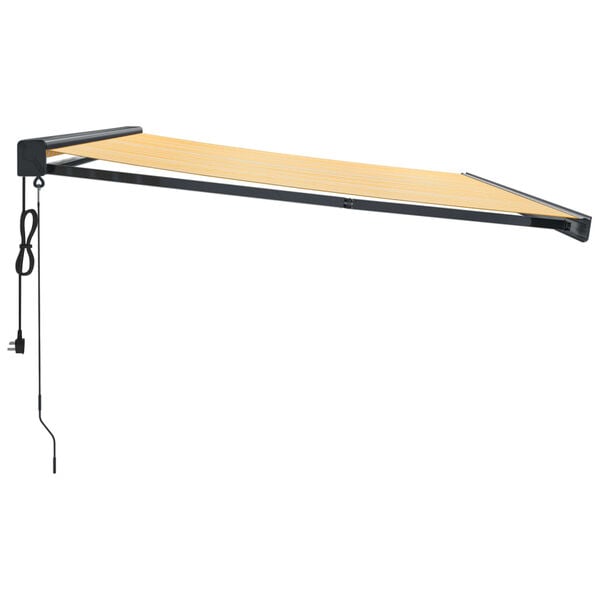 vidaXL Uttrekkbar markise gul og hvit 4,5x3 m stoff og aluminium