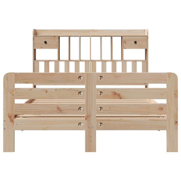 vidaXL Seng med bokhylle uten madrass 150x200 cm heltre furu