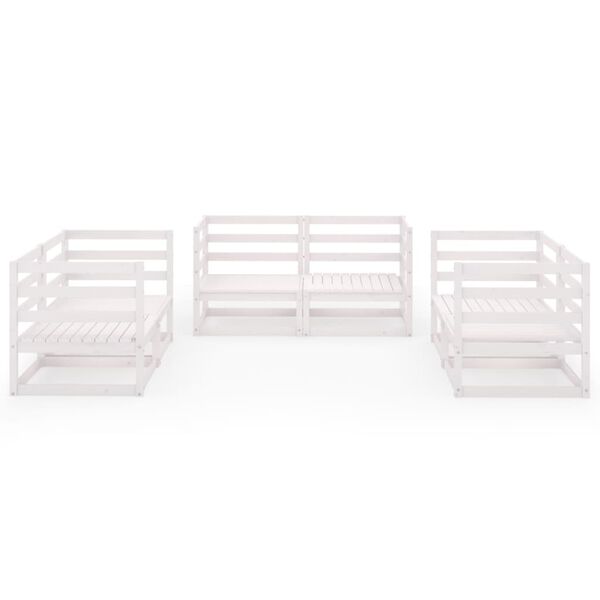 vidaXL Hagesofagruppe 6 deler hvit heltre furu