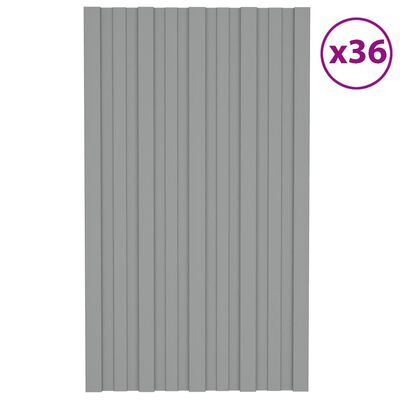 vidaXL Takplater 36 stk grå 80x45 cm galvanisert stål