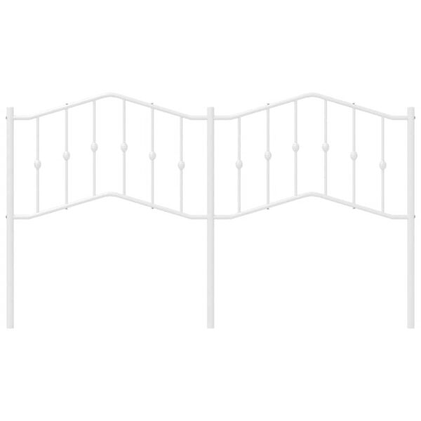 vidaXL Sengegavl i metall hvit 180 cm