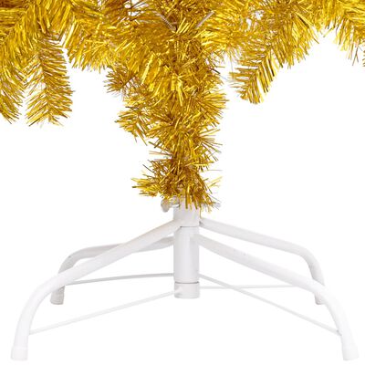 vidaXL Forhåndsbelyst kunstig juletre med stativ gul 120 cm PVC