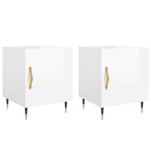 vidaXL Nattbord 2 stk h&oslash;yglans hvit 40x40x50 cm konstruert tre