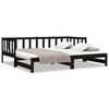 vidaXL Uttrekkbar dagseng svart 2x(90x190) cm heltre furu