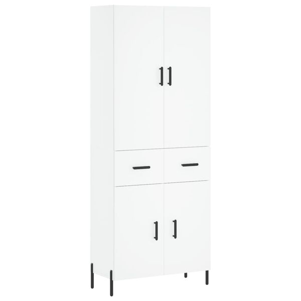 vidaXL Highboard hvit 69,5x34x180 cm konstruert tre