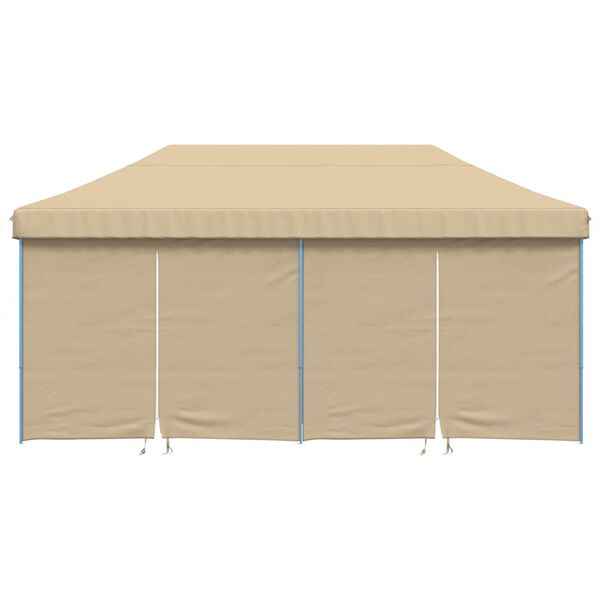 vidaXL Sammenleggbart partytelt pop-up med 4 sidevegger beige