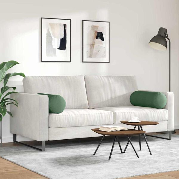 vidaXL Bolster puter 2 pcs Mørkegrønn Ø 25 x 70 cm Corduroy stoff