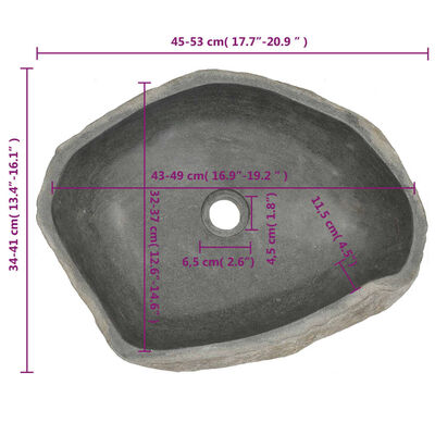 vidaXL Servant oval elvestein 45-53 cm
