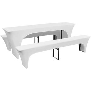 3 Overtrekk for &oslash;lbord og benker hvit stretch 220 x 50 x 80 cm