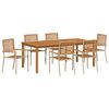 vidaXL Hage Spisegruppe 7 stk. Beige Solid akasietre