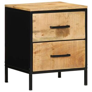 vidaXL Nattbordskap Brun og svart 40 x 35 x 50 cm Massiv mango tre