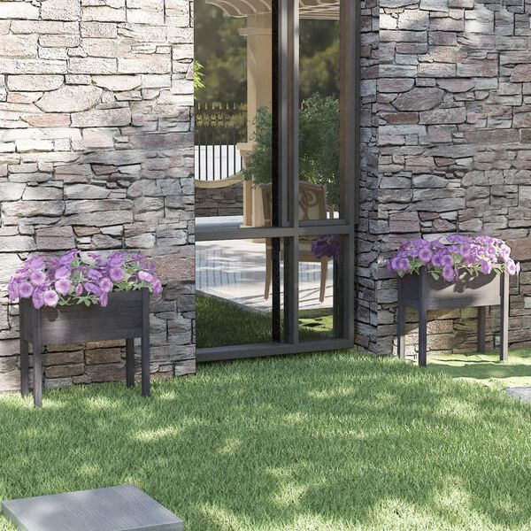 vidaXL Plantekasser 2 stk gr&aring; 70x31x70 cm heltre furu