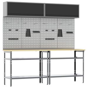 vidaXL Arbeidsbenksett 8 stk. Svart og Gr&aring; 200 x 55 x 200 cm