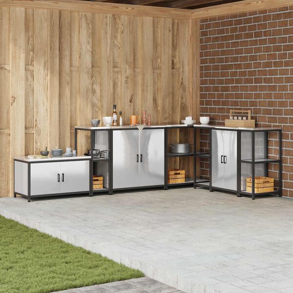 vidaXL Kj&oslash;kkenoppbevaring med hylle s&oslash;lv 60 x 50 x 92 cm St&aring;l