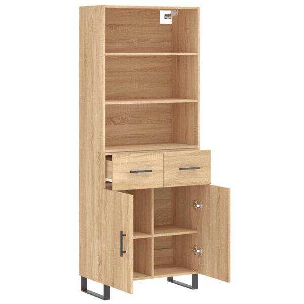 vidaXL Highboard sonoma eik 69,5x34x180 cm konstruert tre