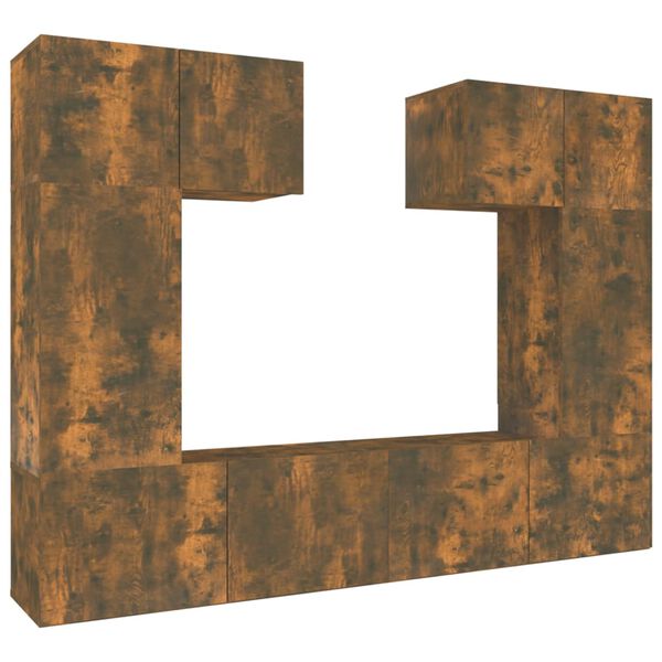 vidaXL TV-skapsett 6 deler r&oslash;kt eik konstruert tre