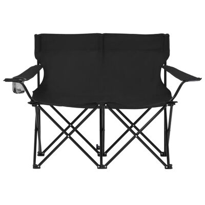 vidaXL 2-seters campingstol sammenleggbar stål og stoff svart