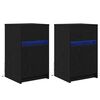 vidaXL LED Nattbordskap 2 pcs Svart eik 38 x 34 x 61 cm Konstruert tre