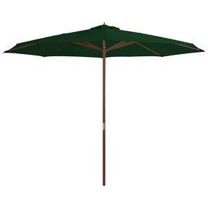 vidaXL Parasoll med trestang 350 cm gr&oslash;nn